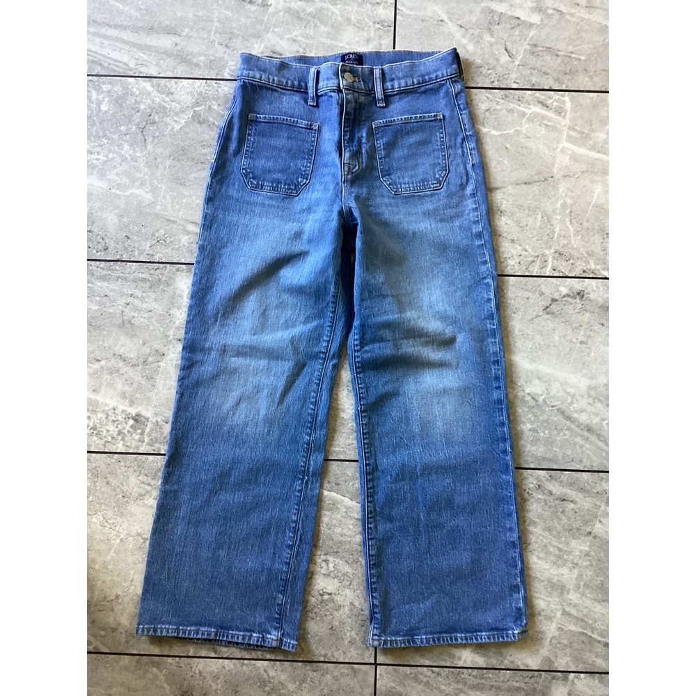 J.Crew Wide-Leg Crop Jeans Medium Wash Blue High Rise Denim CD771 Size 26